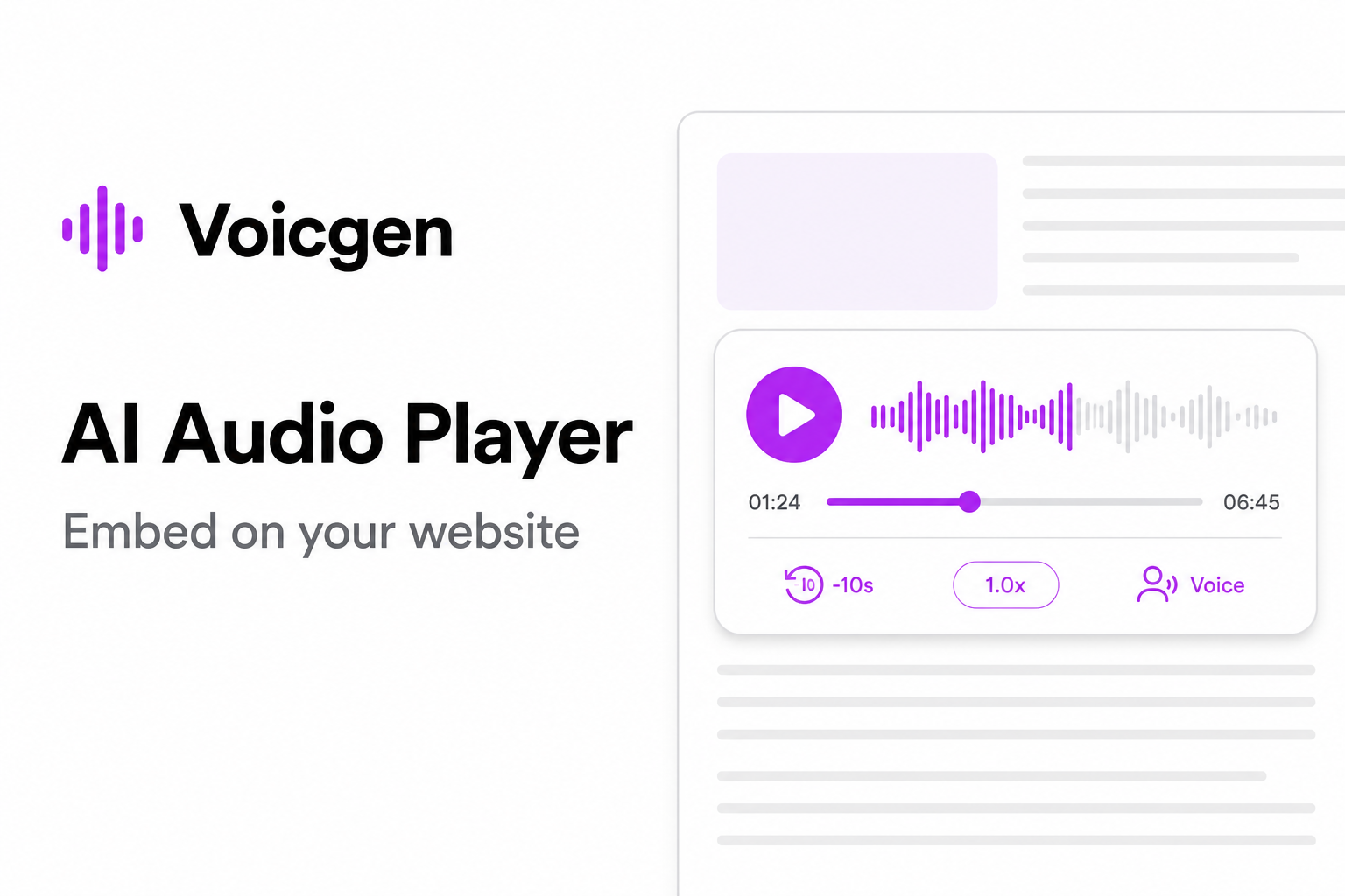 AI Audio Player to Embed on Your Website | Voicgen